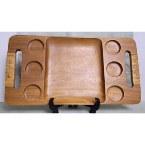 Vintage Bathalawood Products Monkeypod Wood Luncheon Condiment Serving Tray